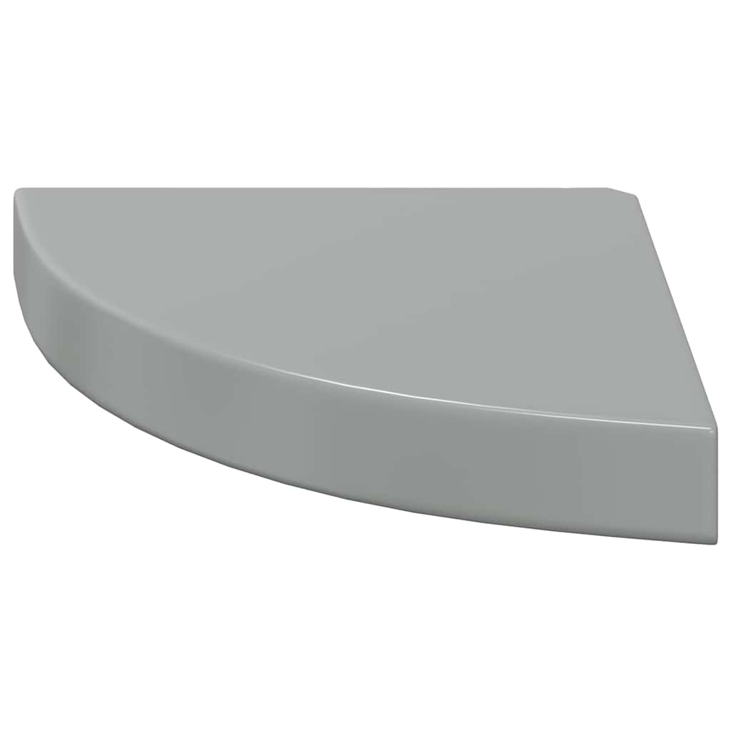 4 db magasfényű szürke MDF lebegő sarokpolc 25 x 25 x 3,8 cm 6