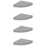 4 db szürke MDF lebegő sarokpolc 25 x 25 x 3,8 cm 2