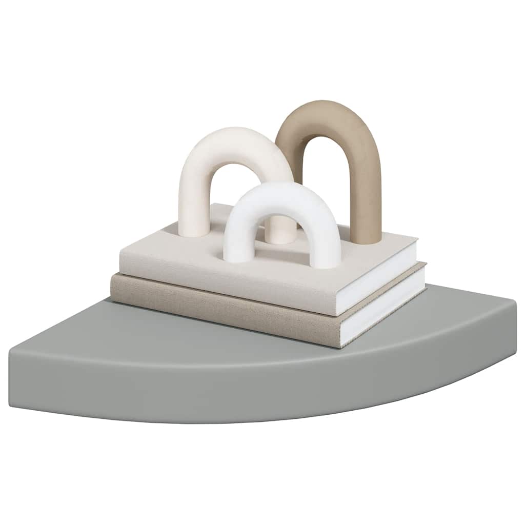 4 db szürke MDF lebegő sarokpolc 25 x 25 x 3,8 cm 4