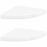 2 db magasfényű fehér MDF lebegő sarokpolc 35 x 35 x 3,8 cm 2