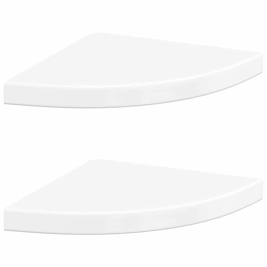 2 db magasfényű fehér MDF lebegő sarokpolc 35 x 35 x 3,8 cm 2