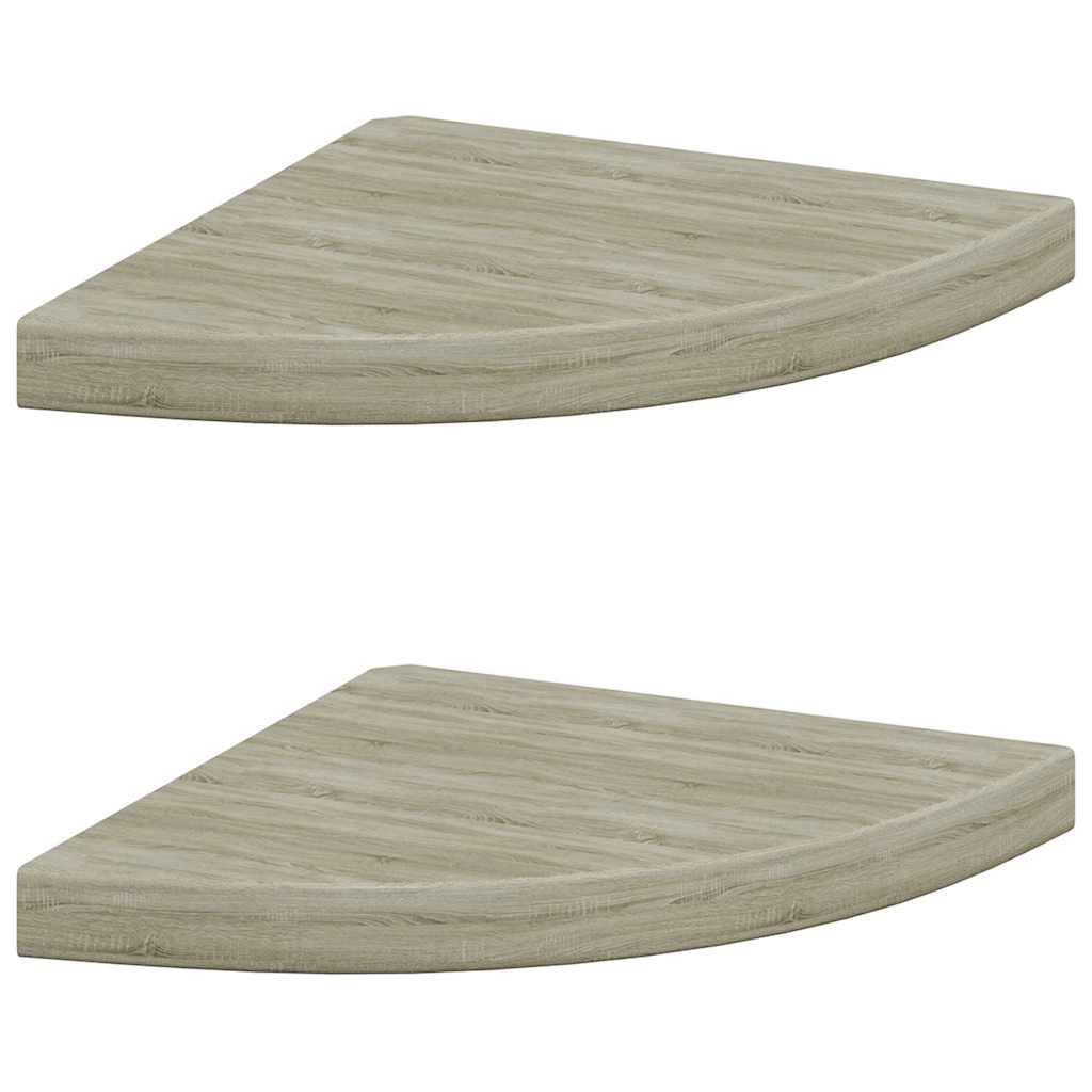 2 db tölgyszínű MDF lebegő sarokpolc 35 x 35 x 3,8 cm 2