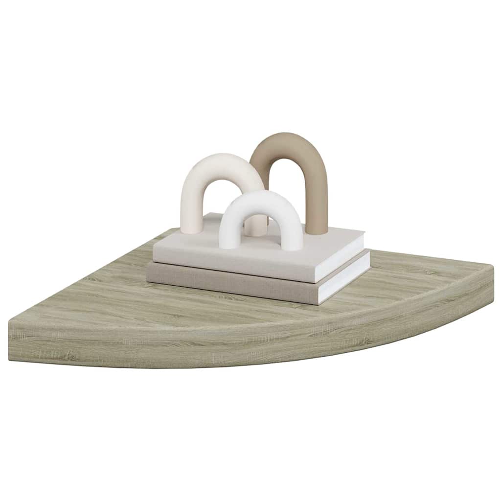 2 db tölgyszínű MDF lebegő sarokpolc 35 x 35 x 3,8 cm 4