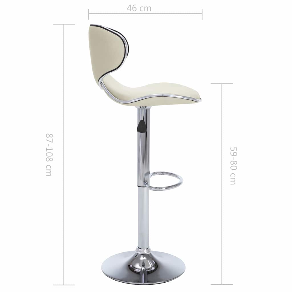 323647 vidaXL Bar Stools 2 pcs Cream Faux Leather 9