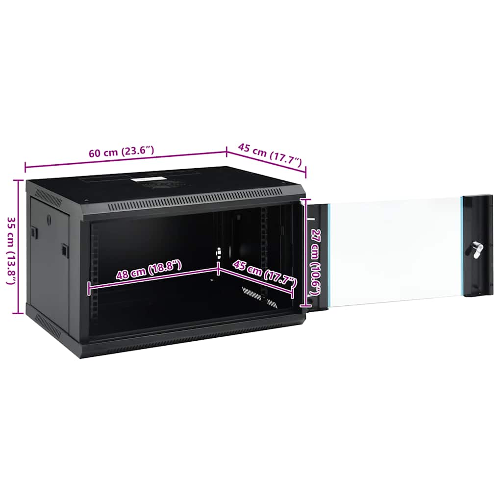 6U fali hálózati szekrény 19" IP20 600 x 450 x 350 mm 9