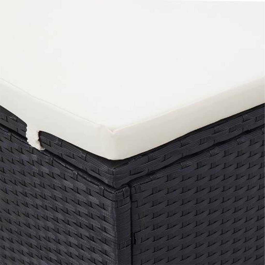 Kétszemélyes fekete polyrattan napozóágy párnával 7