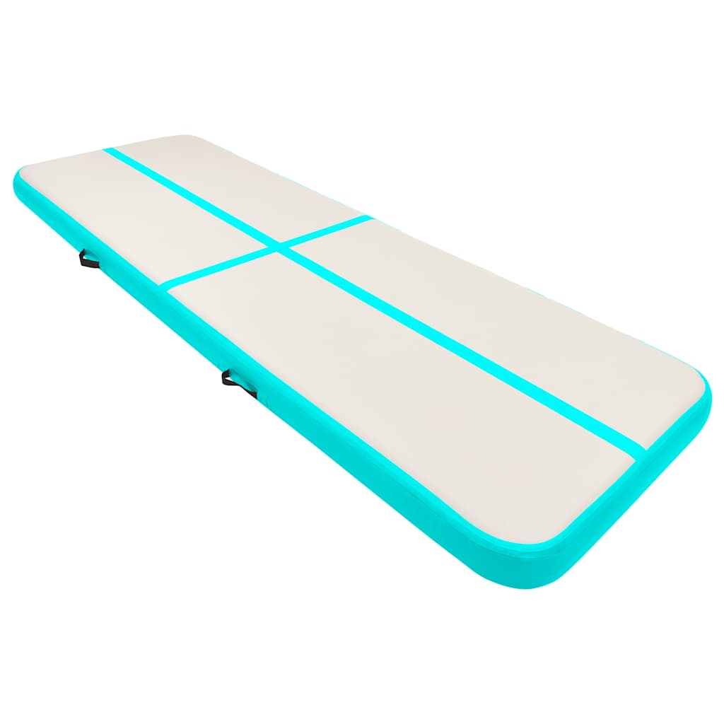 Zöld PVC felfújható tornamatrac pumpával 300 x 100 x 15 cm 2