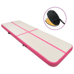 Rózsaszín PVC felfújható tornamatrac pumpával 400 x 100 x 20 cm