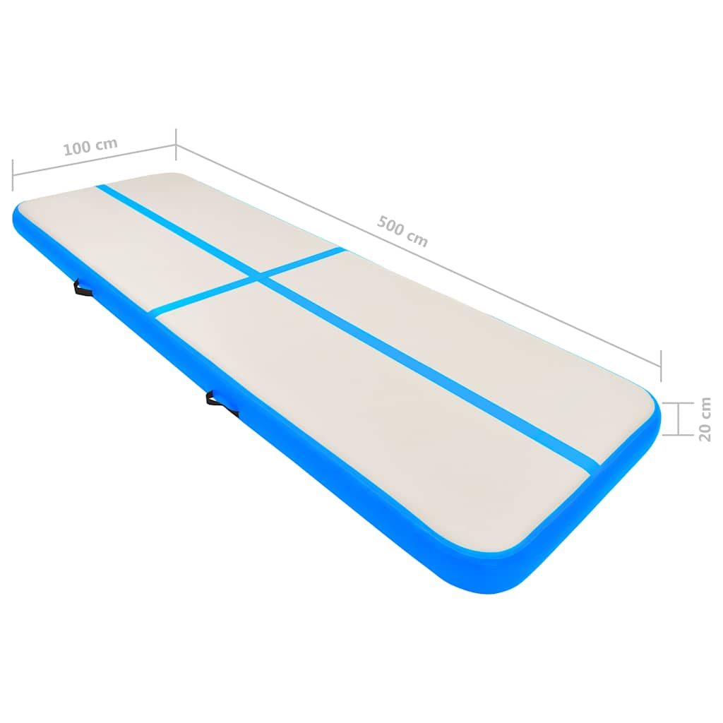 Kék PVC felfújható tornamatrac pumpával 500 x 100 x 20 cm 16