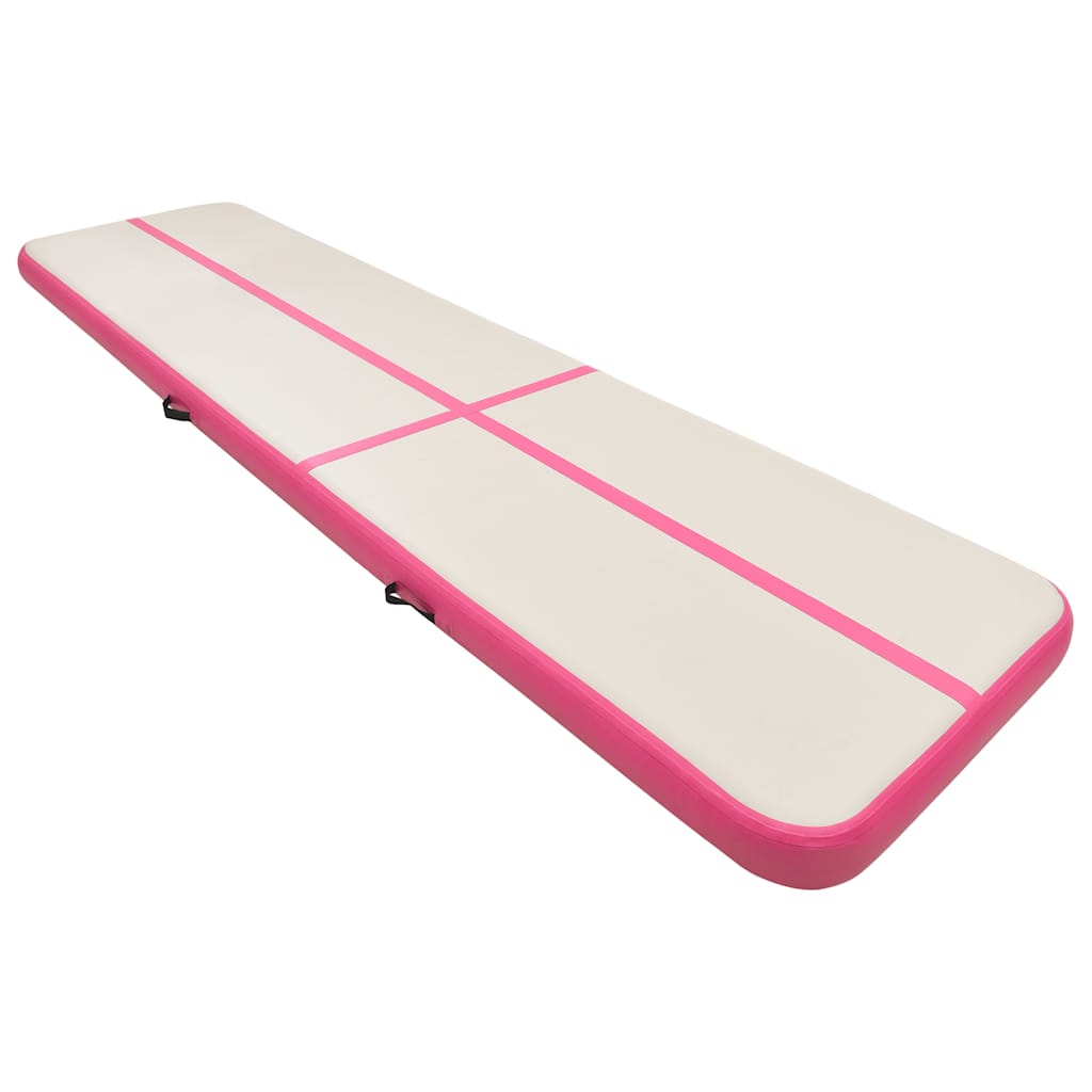 Rózsaszín PVC felfújható tornamatrac pumpával 600 x 100 x 20 cm 2