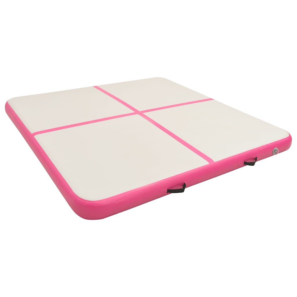 Rózsaszín PVC felfújható tornamatrac pumpával 200 x 200 x 15 cm 3