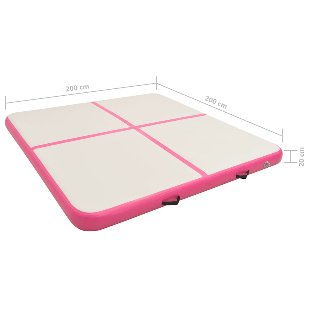Rózsaszín PVC felfújható tornamatrac pumpával 200 x 200 x 20 cm 16