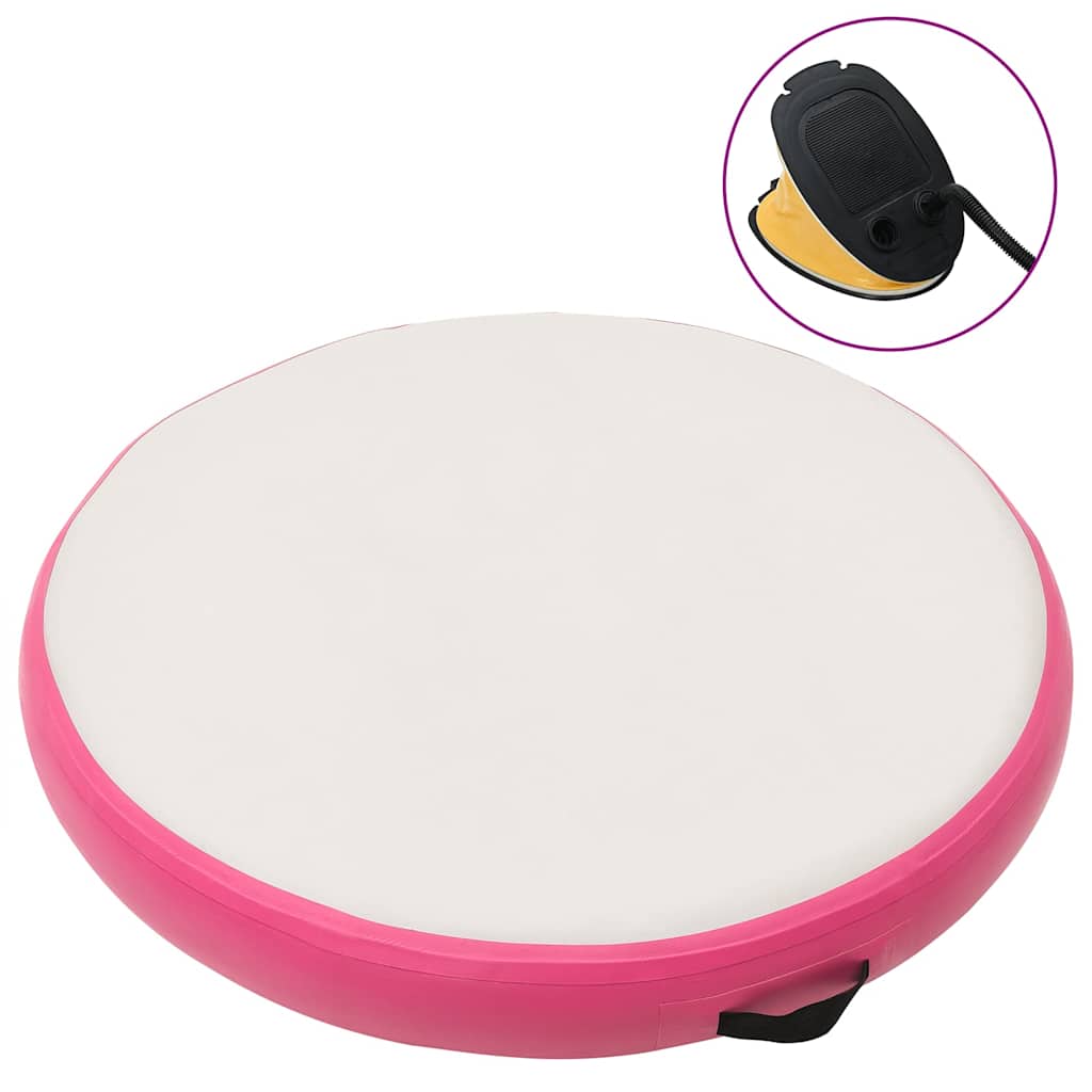 Rózsaszín PVC felfújható tornamatrac pumpával 100 x 100 x 15 cm