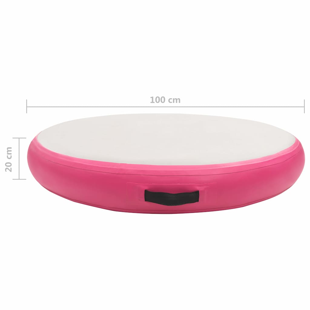 Rózsaszín PVC felfújható tornamatrac pumpával 100 x 100 x 20 cm 11