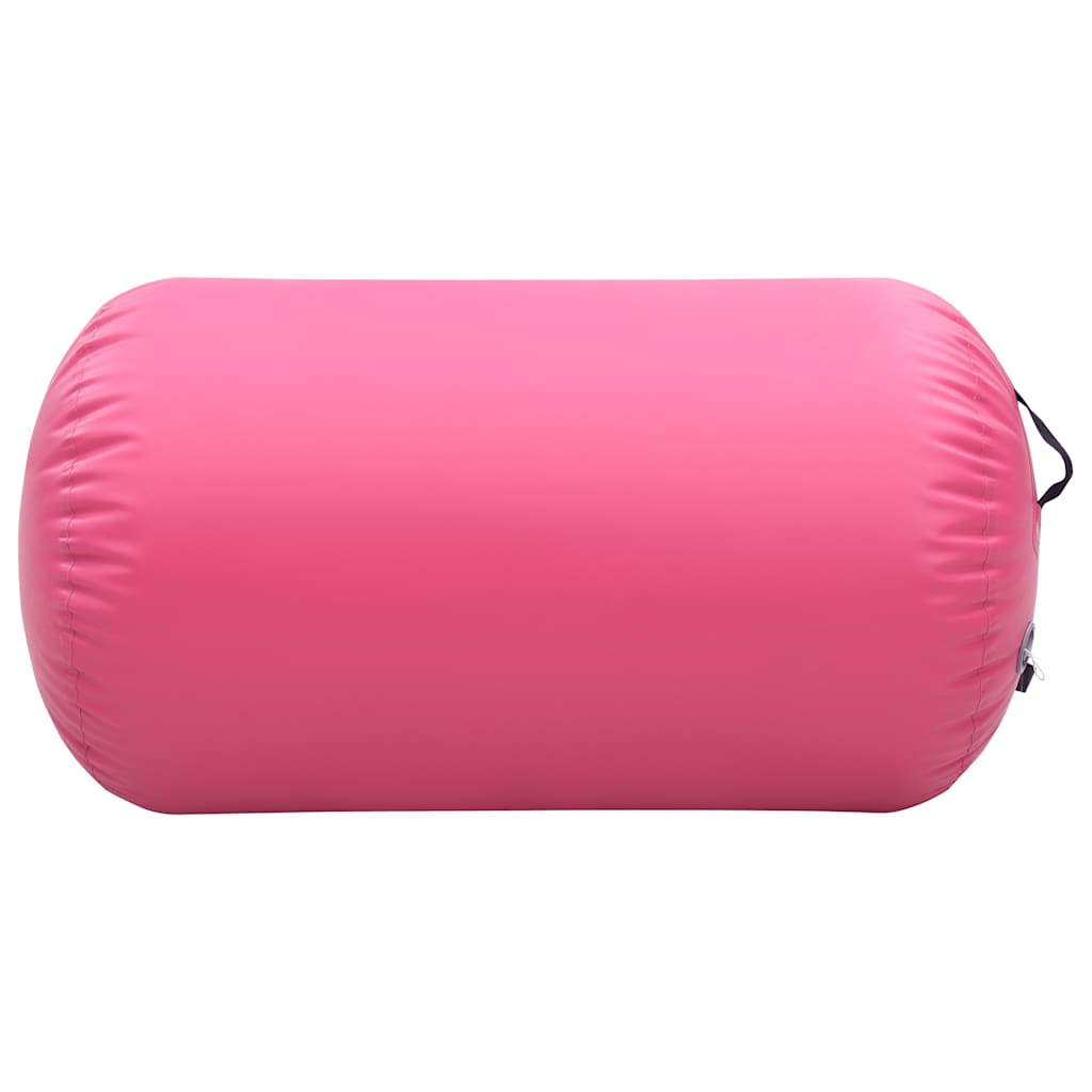 Rózsaszín PVC felfújható tornahenger pumpával 100 x 60 cm 2