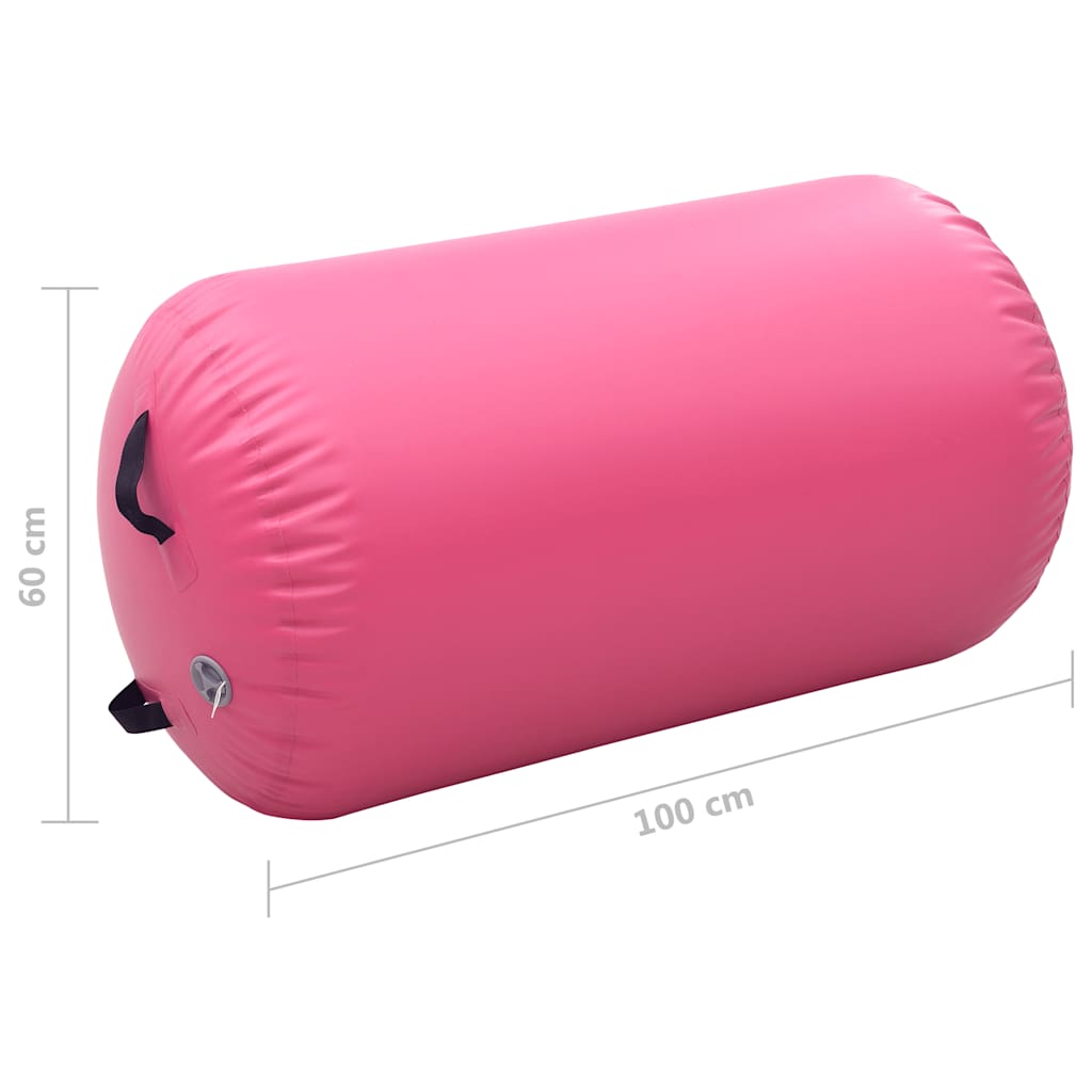 Rózsaszín PVC felfújható tornahenger pumpával 100 x 60 cm 10