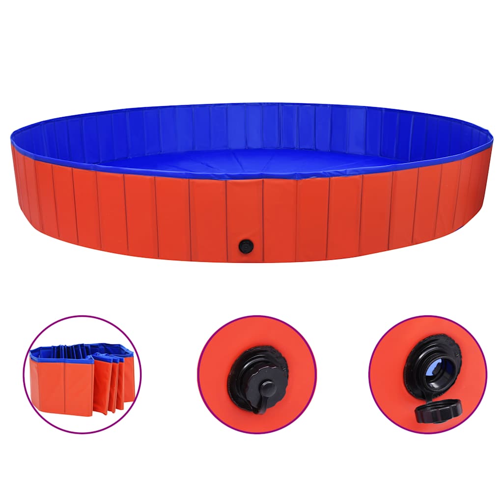 Összehajtható piros PVC kutyamedence 300 x 40 cm