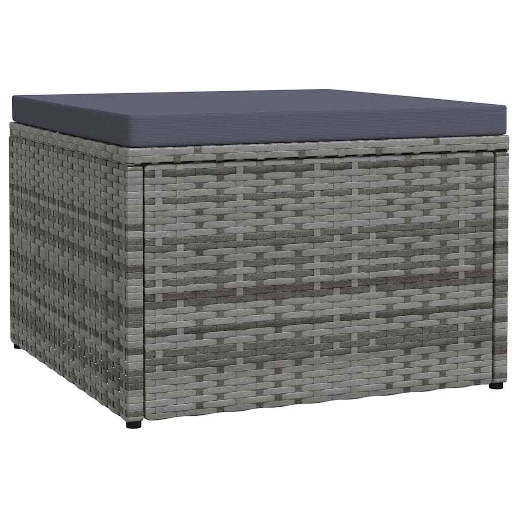 Szürke polyrattan kerti lábzsámoly párnával