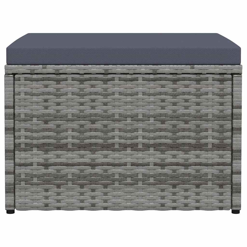 Szürke polyrattan kerti lábzsámoly párnával 2
