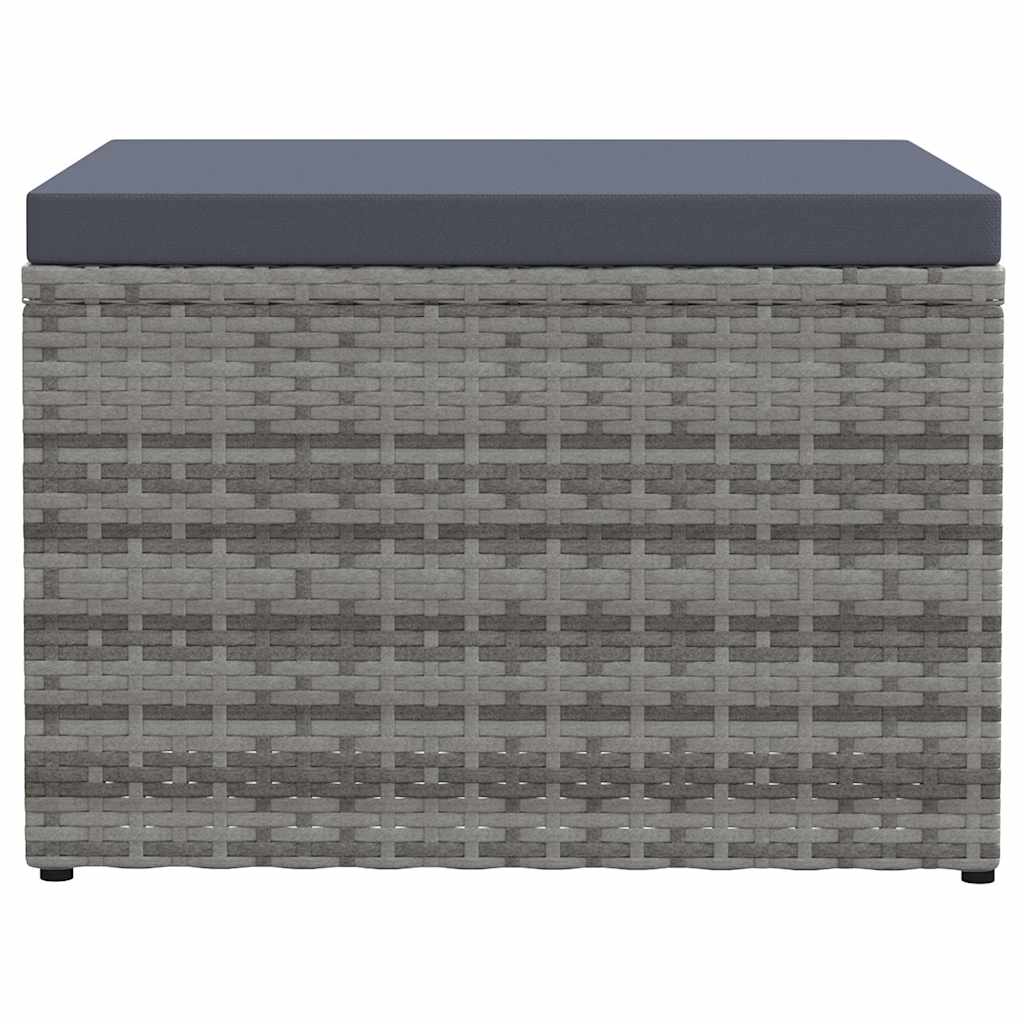 Szürke polyrattan kerti lábzsámoly párnával 3