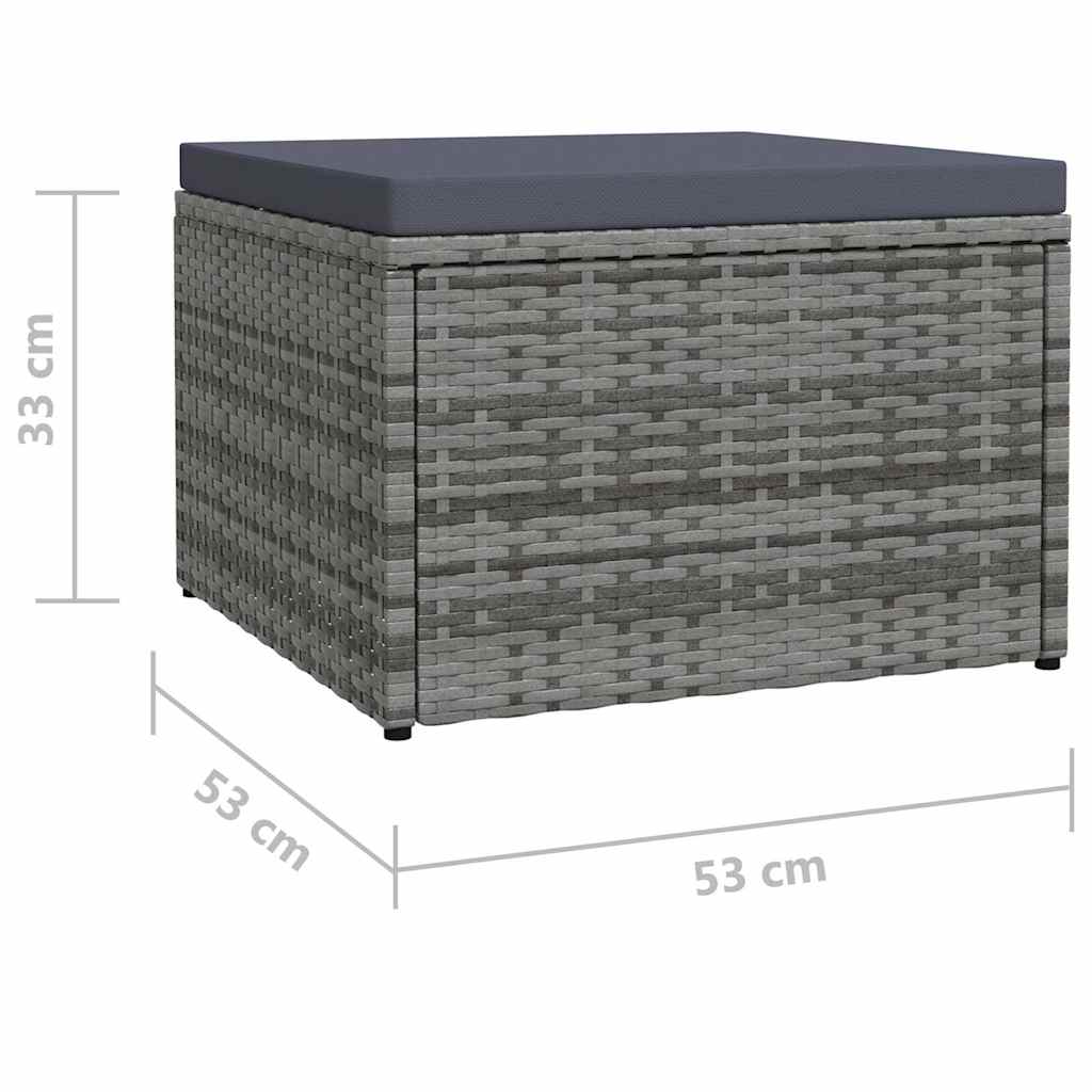 Szürke polyrattan kerti lábzsámoly párnával 6