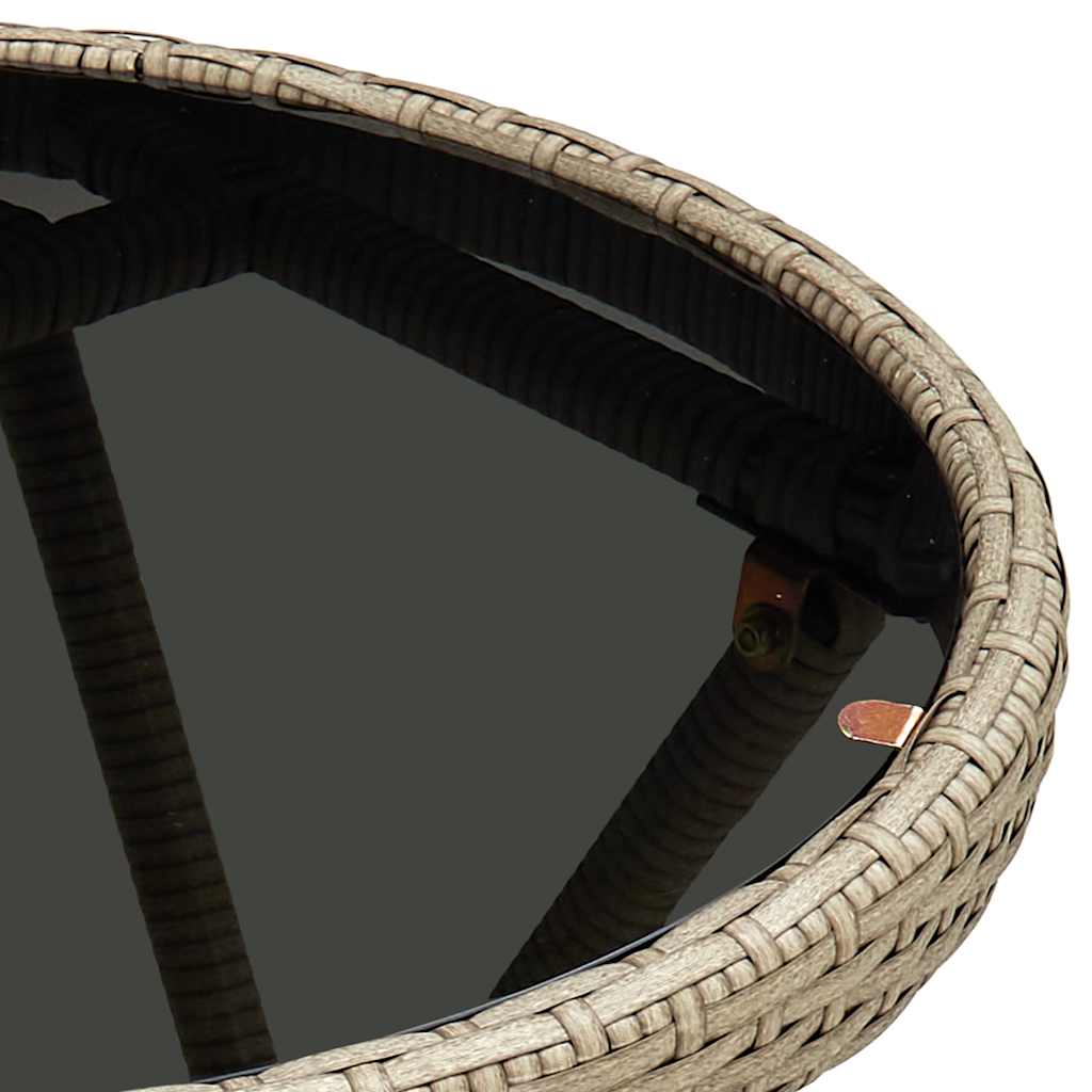 Bézs polyrattan és edzett üveg teázóasztal 60 cm 5
