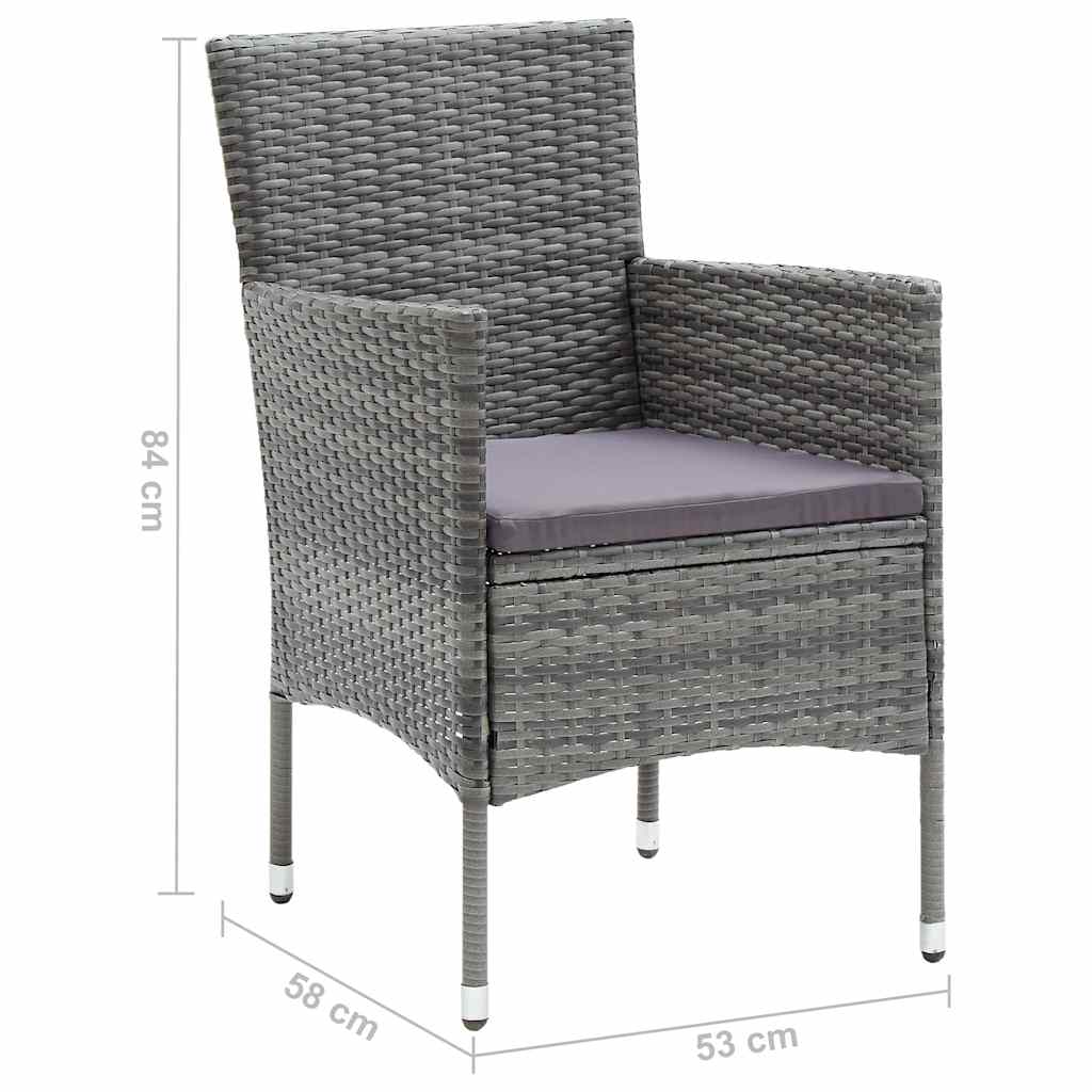 4 db szürke kerti polyrattan étkezőszék 8