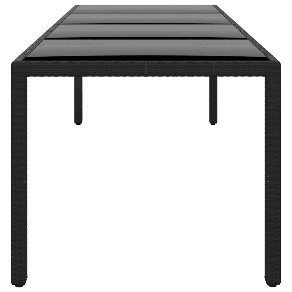 Fekete polyrattan és edzett üveg kerti asztal 250 x 100 x 75 cm 3