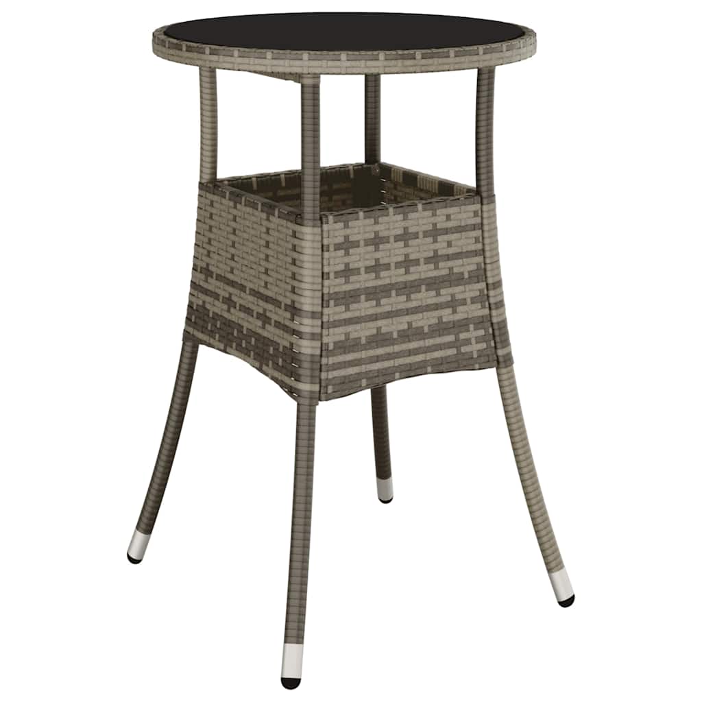 Szürke polyrattan és edzett üveg kerti asztal Ø60 x 75 cm 2