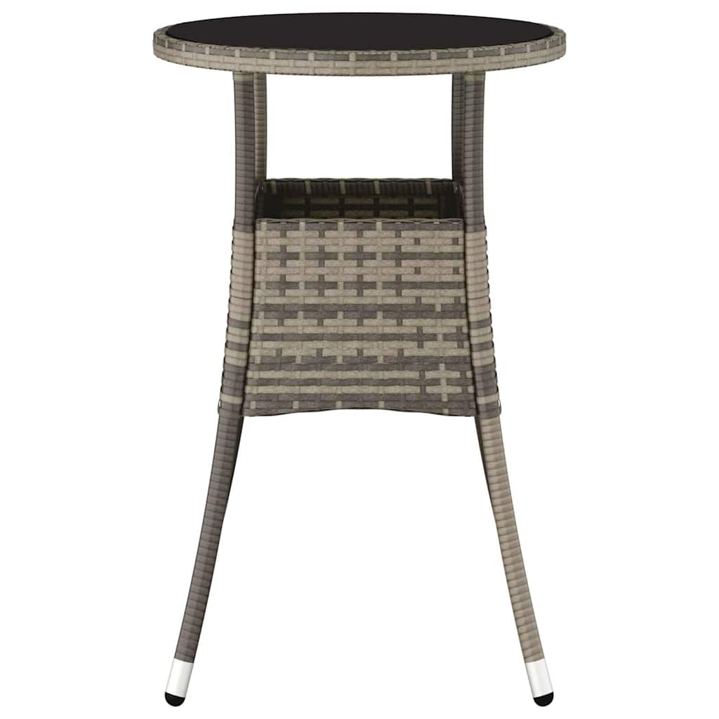 Szürke polyrattan és edzett üveg kerti asztal Ø60 x 75 cm 3