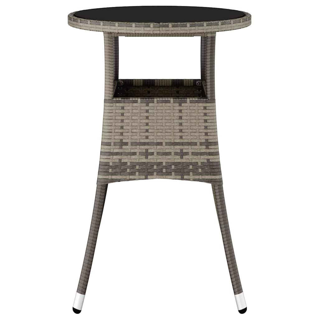Szürke polyrattan és edzett üveg kerti asztal Ø60 x 75 cm 4