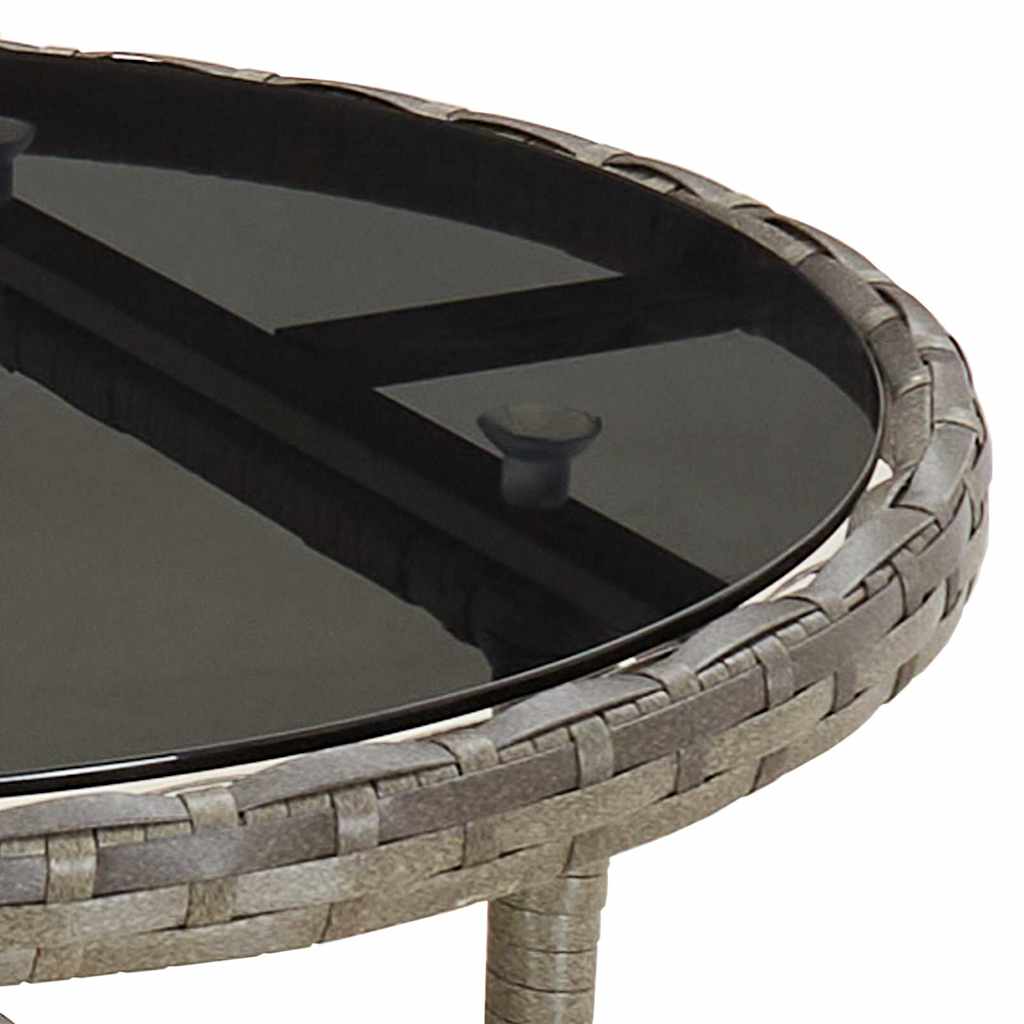 Szürke polyrattan és edzett üveg kerti asztal Ø60 x 75 cm 5