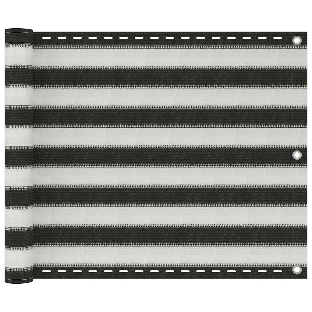 Antracitszürke-fehér HDPE erkélynapellenző 75 x 300 cm