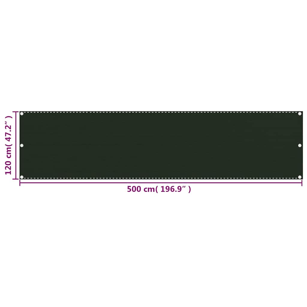 Sötétzöld HDPE erkélyparaván 120 x 500 cm 5