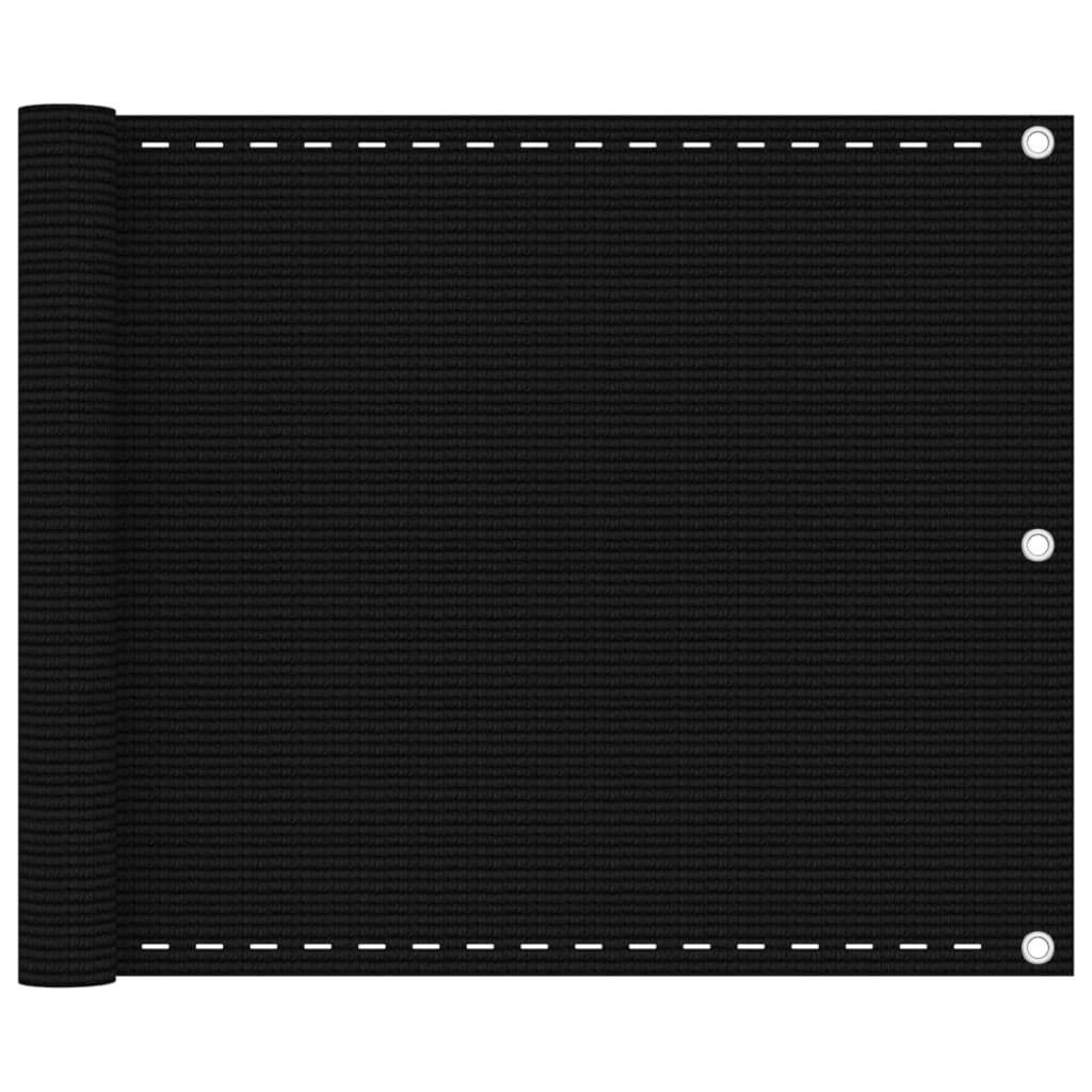 Fekete HDPE erkélytakaró 75 x 500 cm