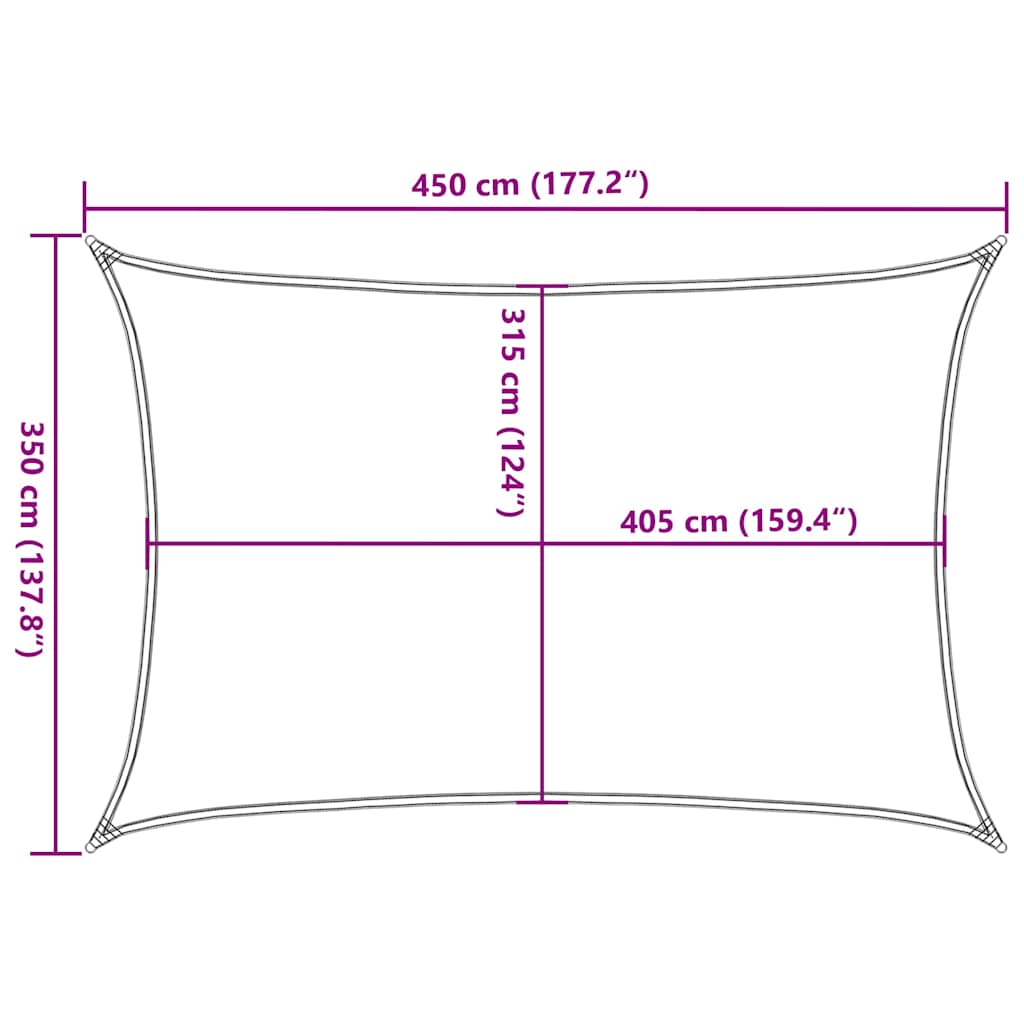 Krémszínű HDPE napvitorla 160 g/m² 3,5 x 4,5 m 10