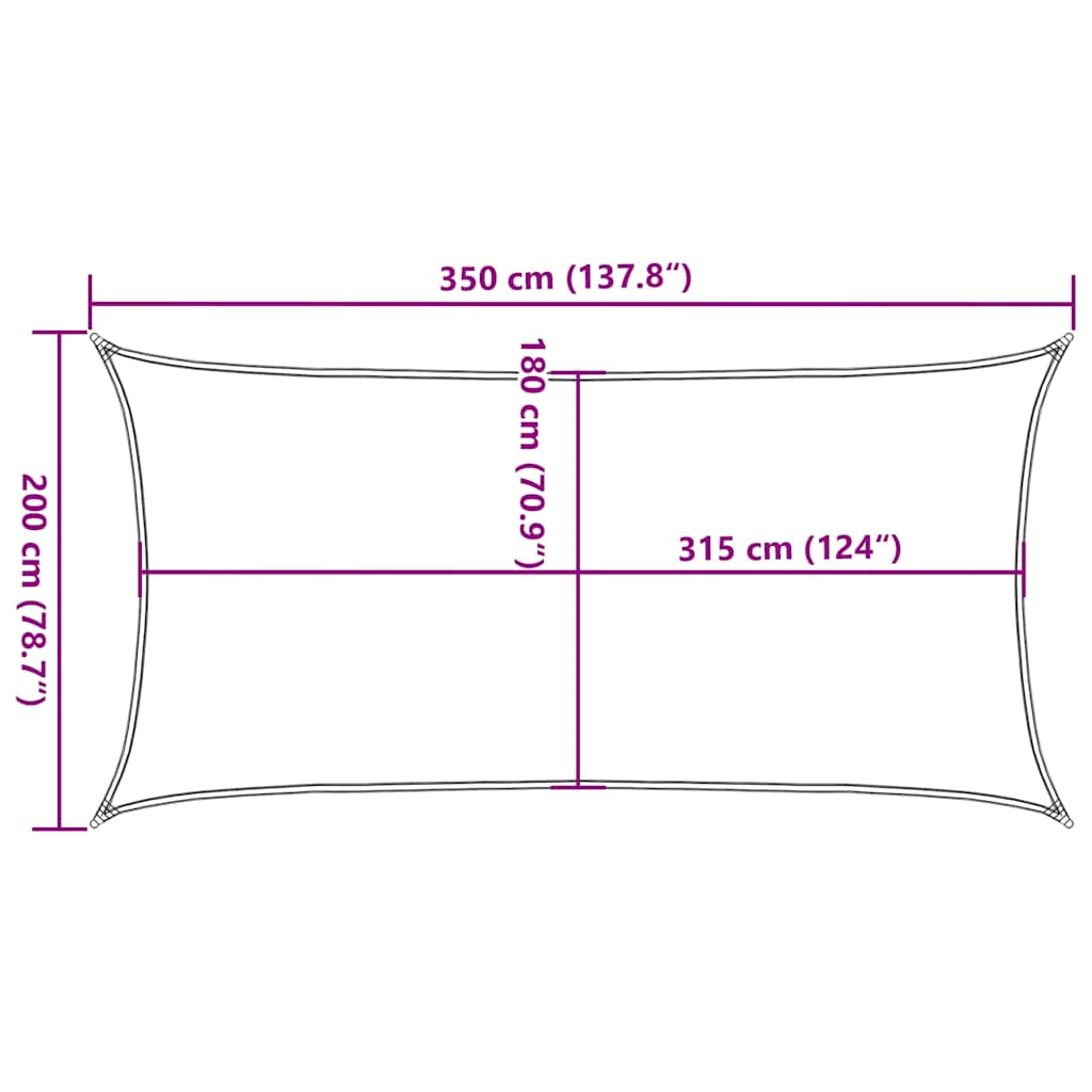 Fehér HDPE napvitorla 160 g/m² 2 x 3,5 m 10