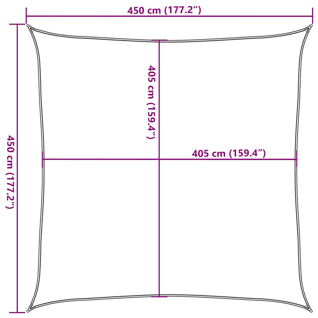 Világoszöld HDPE napvitorla 160 g/m² 4,5 x 4,5 m 10