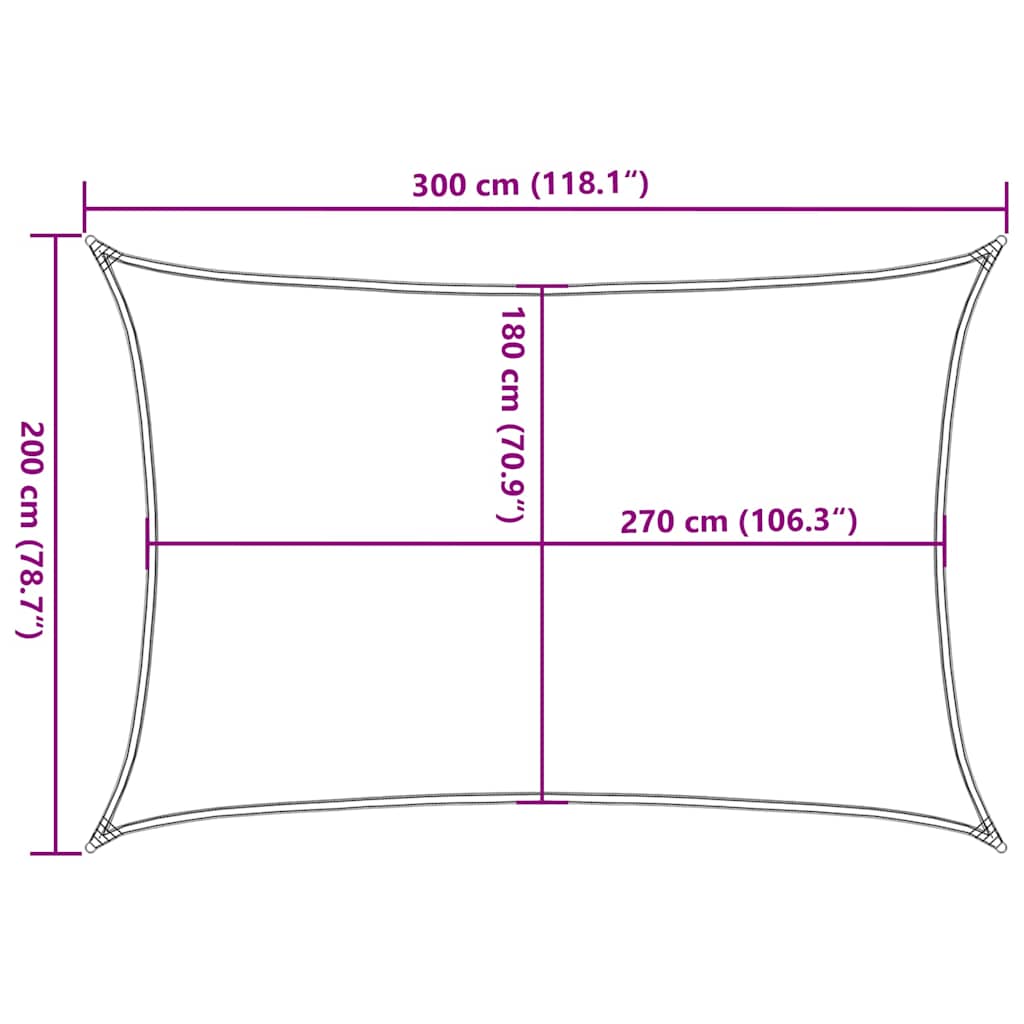 Világoszöld HDPE napvitorla 160 g/m² 2 x 3 m 10