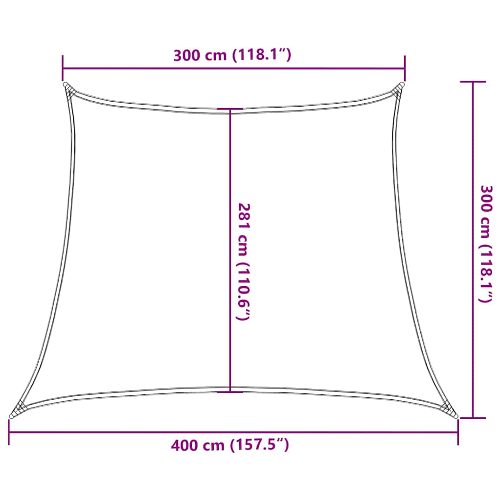 Világoszöld HDPE napvitorla 160 g/m² 3/4 x 3 m 10
