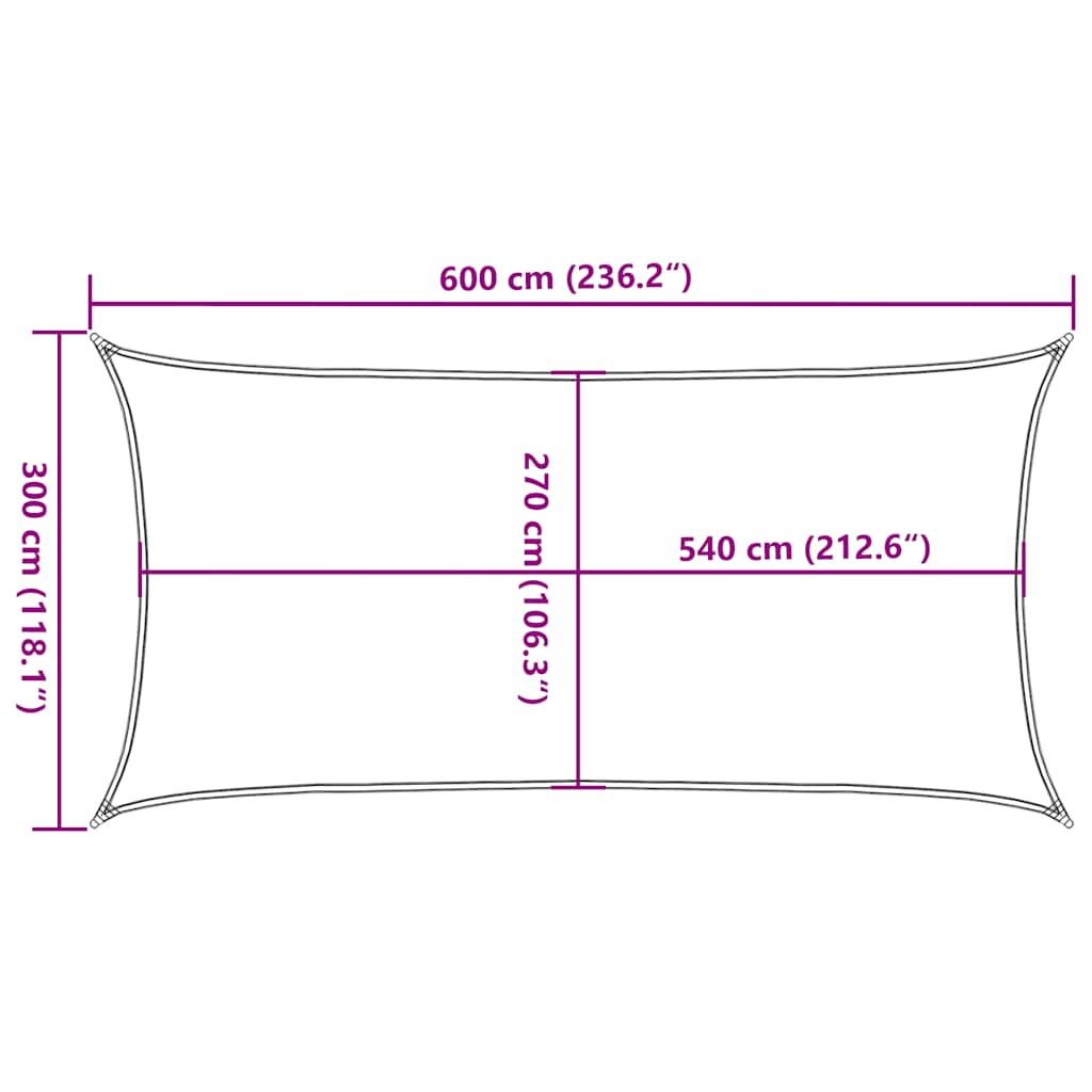 Tópszínű HDPE napvitorla 160 g/m² 3 x 6 m 10