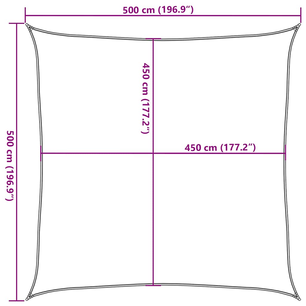 Sötétzöld HDPE napvitorla 160 g/m² 5 x 5 m 10