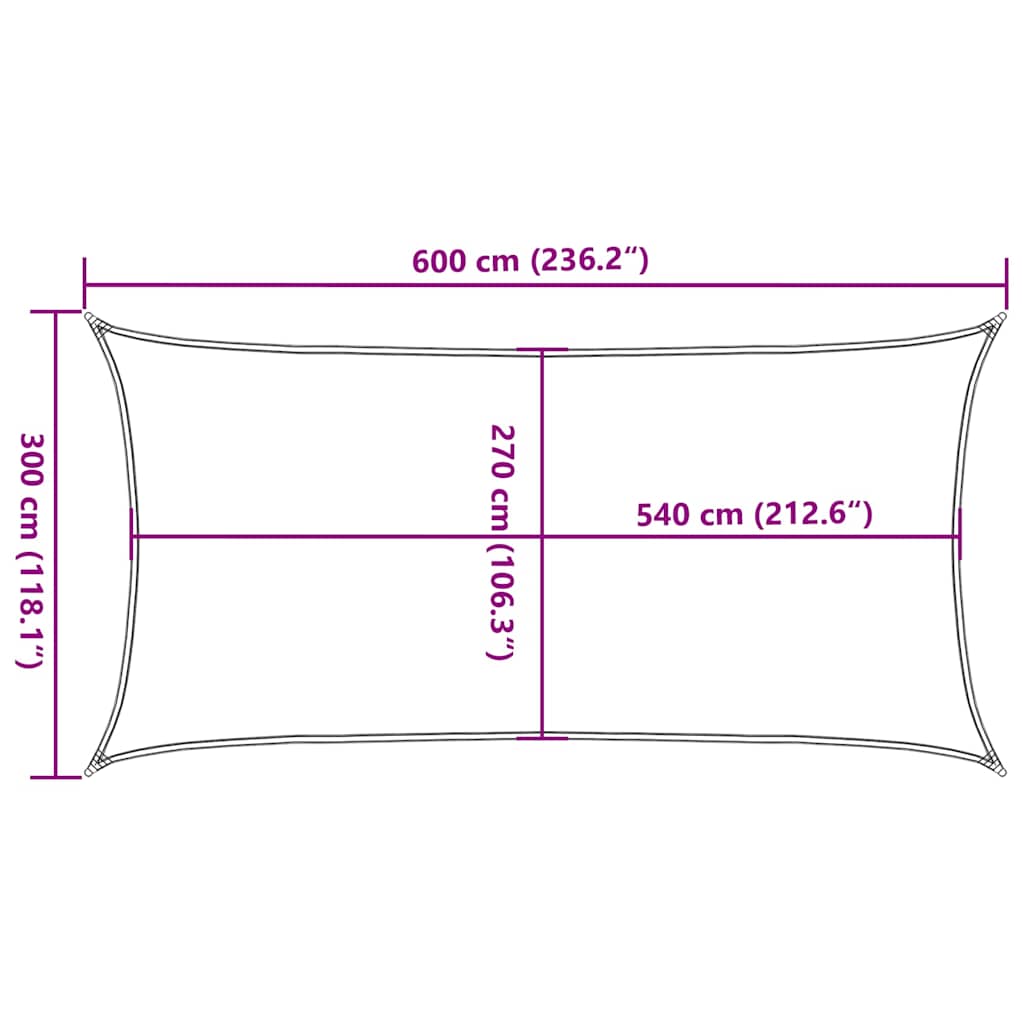 Sötétzöld HDPE napvitorla 160 g/m² 3 x 6 m 10