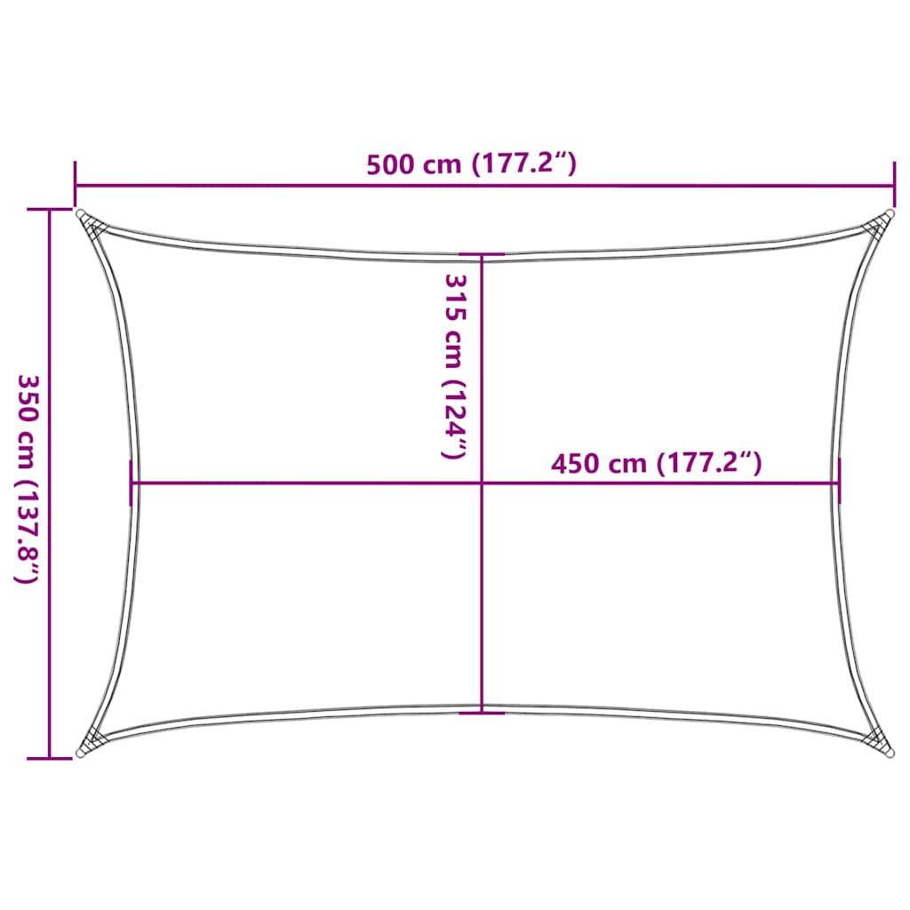 Sötétzöld HDPE napvitorla 160 g/m² 3,5 x 5 m 10
