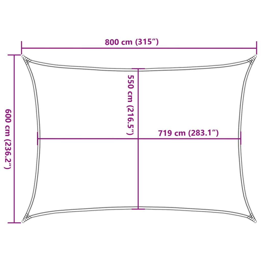 Sötétzöld HDPE napvitorla 160 g/m² 6 x 8 m 10