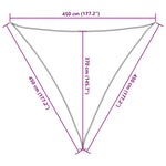 Kék háromszög alakú HDPE napvitorla 160 g/m² 4,5x4,5x4,5 m 10