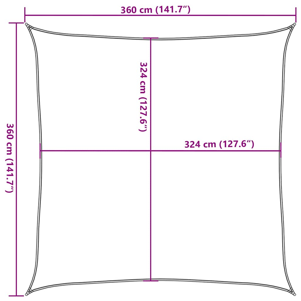 Sárga HDPE napvitorla 160 g/m² 3,6 x 3,6 m 10