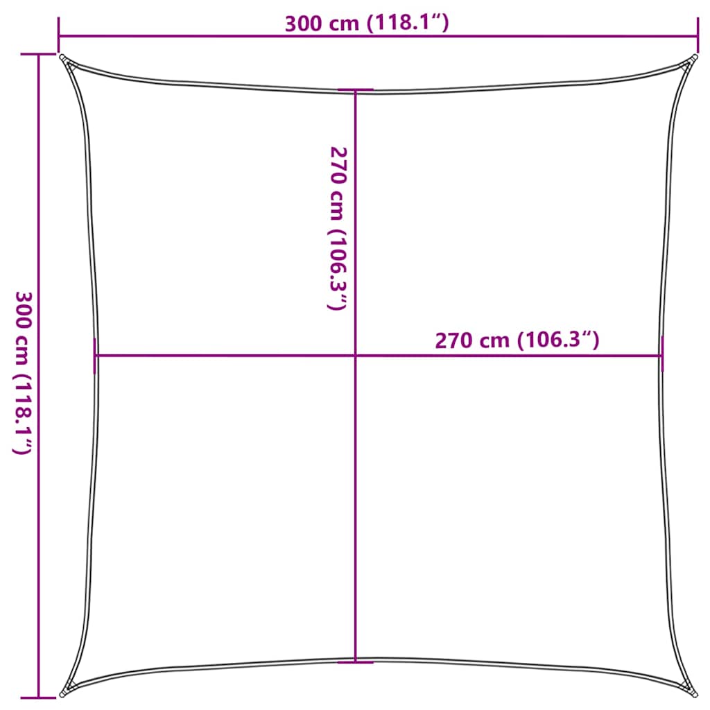 Narancssárga HDPE napvitorla 160 g/m² 3 x 3 m 10