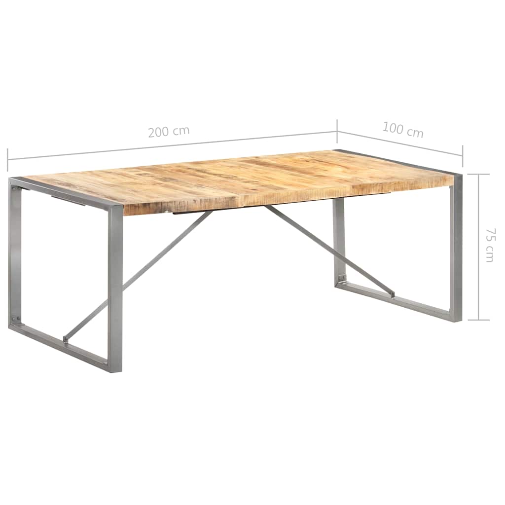 Tömör nyers mangófa étkezőasztal 200 x 100 x 75 cm 7