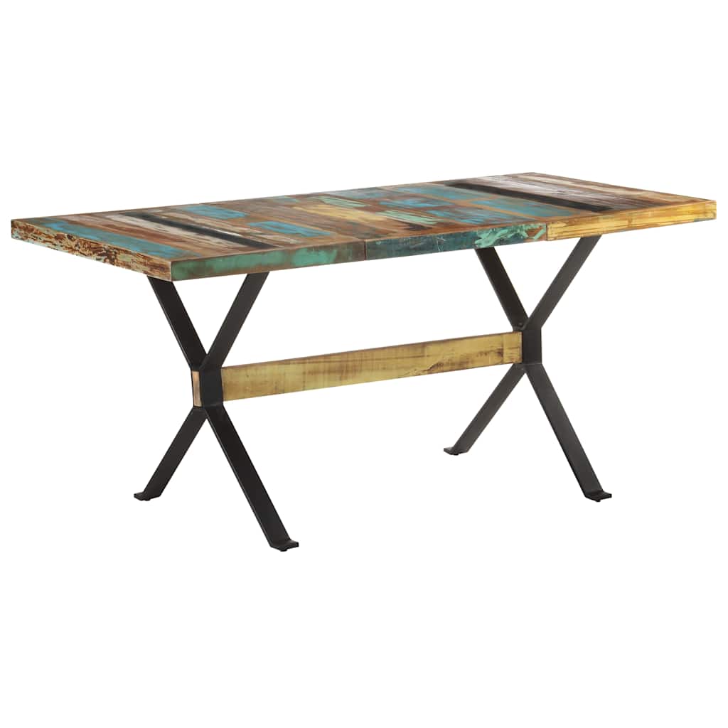 Tömör újrahasznosított fa étkezőasztal 160 x 80 x 76 cm 9